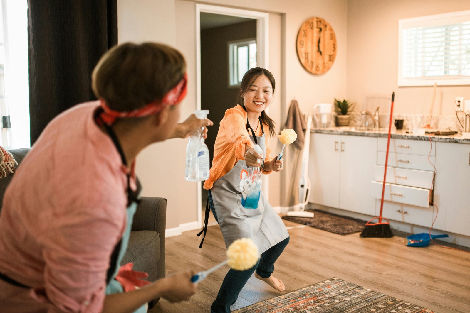 Professional cleaning team at work